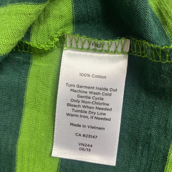 Talbots Dark Light Green Striped T-shirt Size Small - Picture 6 of 6